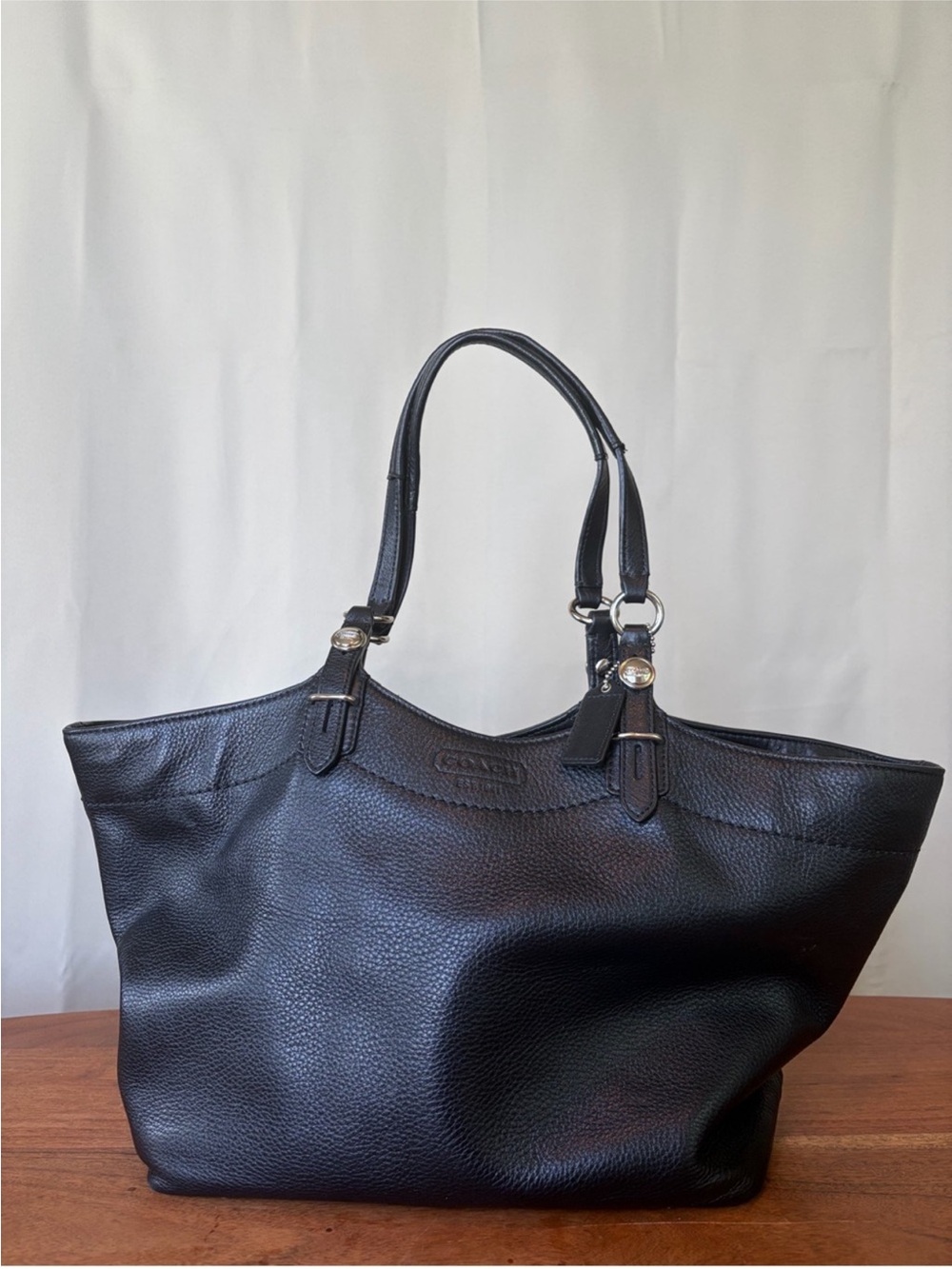 Coach Black Pebbled Leather Tote - Picture 10 of 16
